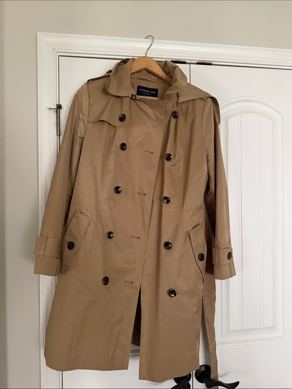 London Fog women’s Khaki Double-Breasted Trench Coat
